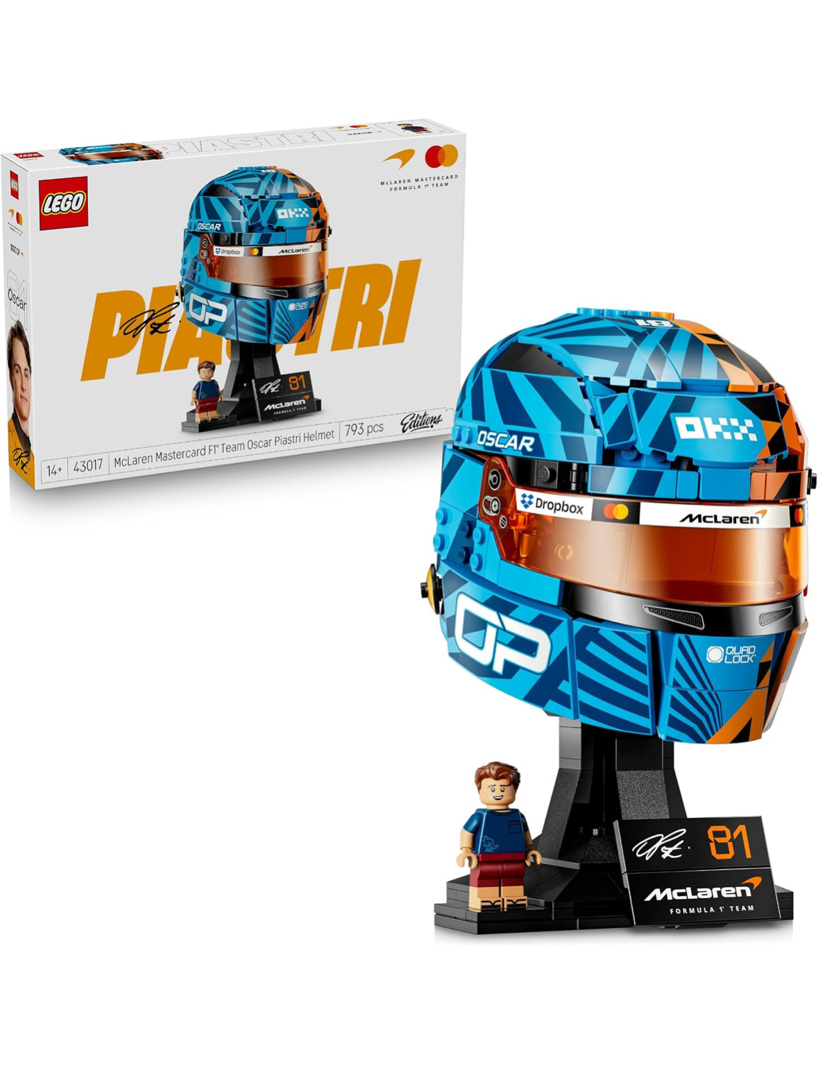LEGO Editions McLaren Mastercard F1 Team Oscar Piastri Helmet (43017) Ages 14+