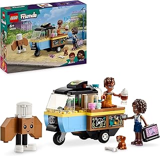 LEGO Friends Mobile Bakery Food Cart ,Includes, Aliya and Jules Mini-Doll Characters and Aira Pet Dog Figure (42606)Ages 6+