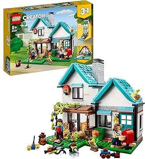 LEGO Creator 3 in 1 Cosy House Toy Set, Model Building Kit with 3 Different Houses plus Family Minifigures and Accessories (31139) Ages 8+